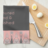 フローラパターン（の模様が）あるの装飾用ピンクとグレー キッチンタオル (四つ折り)