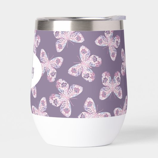 フローラパターン（の模様が）あるパーソナライズされた蝶 (左面)