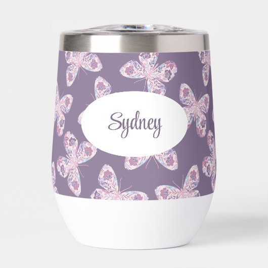 フローラパターン（の模様が）あるパーソナライズされた蝶 (正面)