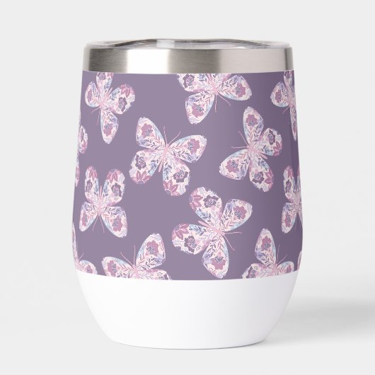 フローラパターン（の模様が）あるパーソナライズされた蝶 (背面)