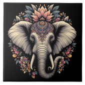 フローラパターン(の模様が)ある象の自然 タイル (正面)