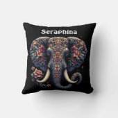 フローラパターン(の模様が)ある象 クッション (裏面)