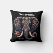 フローラパターン(の模様が)ある象 クッション (正面)