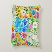 フローラパッチワークアートウォーターカラーフラワー アクセントクッション (裏面(縦))