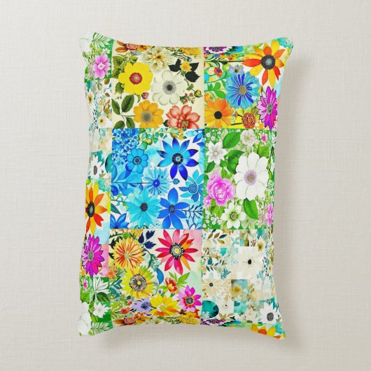 フローラパッチワークアートウォーターカラーフラワー アクセントクッション (裏面(縦))