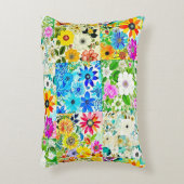 フローラパッチワークアートウォーターカラーフラワー アクセントクッション (正面(垂直))