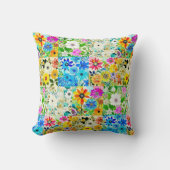 フローラパッチワークアートウォーターカラーフラワー クッション (正面)