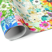 フローラパッチワークアートウォーターカラーフラワー ラッピングペーパー (ロールコーナー)