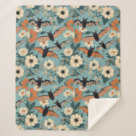 フローラパッチワークハロウィーンこうもり&花 シェルパブランケット