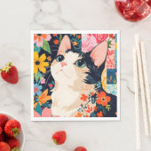 フローラパッチワーク猫 スタンダードランチョンナプキン (インサイチュ)