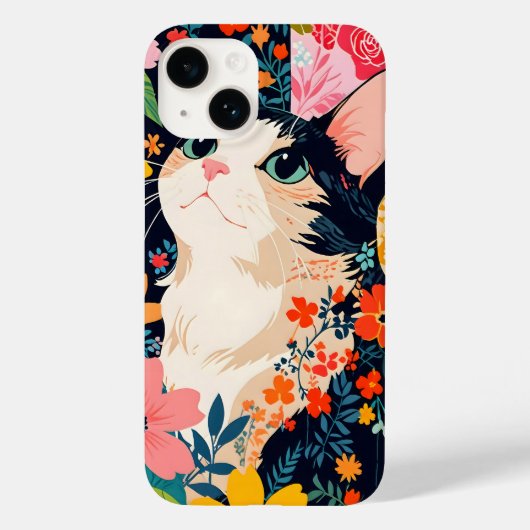 フローラパッチワーク猫 Case-Mate iPhoneケース (裏面)