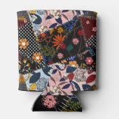 フローラパッチワーク：エレガントイラストレーションパターン 缶クーラー (裏面)