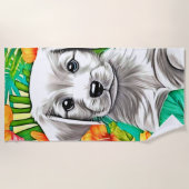 フローラパピーアート ビーチタオル (正面)