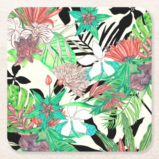 フローラパラダイスII スクエアペーパーコースター (正面)