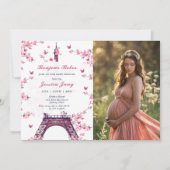 フローラパリエッフェルタワーベイビーシャワーパーティー写真 招待状 (正面)