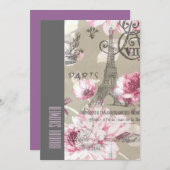 フローラパリエッフェルタワーヴィンテージブライダルシャワー 招待状 (正面/裏面)