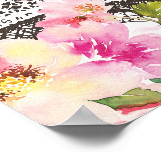 フローラパリエッフェルタワー誕生日ウェルカムサイン ポスター (角)