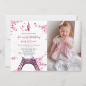 フローラパリエッフェルタワー1st誕生日パーティー写真 招待状 (正面)