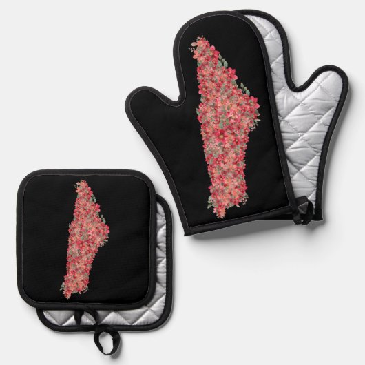 フローラパレスチナはパレスチナ人のための芸術の自由を地図に載せる 鍋つかみ&鍋敷きセット (正面/裏面)