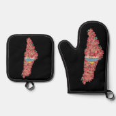 フローラパレスティナの地図ドーム 鍋つかみ&鍋敷きセット (正面)