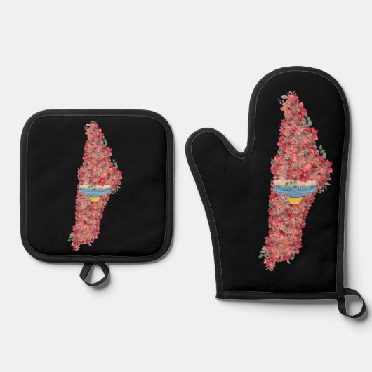 フローラパレスティナの地図ドーム 鍋つかみ&鍋敷きセット (正面)