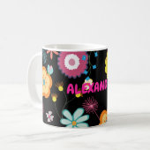 フローラパワカラフルーピンク コーヒーマグカップ (正面左)