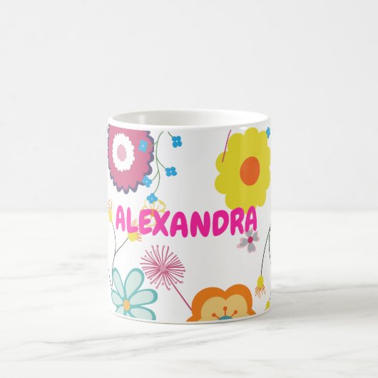 フローラパワカラフルーピンク コーヒーマグカップ (中央)