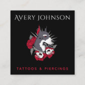 フローラパンクロック犬タトゥーアーティストソーシャルメディア スクエア名刺 (正面)