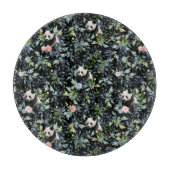 フローラパンダの模様(ピンクとブルーのバラ) カッティングボード (正面)