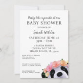 フローラパンダ水玉模様ガールベビーシャワー招待状 招待状 (正面)