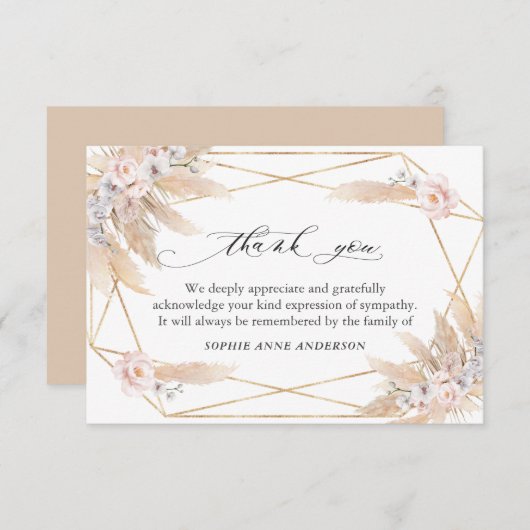 フローラパンパスグラスお祝い記念碑 サンキューカード (正面/裏面)