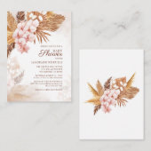 フローラパンパスグラスボホテラコッタベビーシャワー ノートカード (正面/裏面)