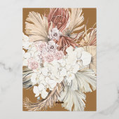 フローラパンパスグラス実在金ゴールド砂漠結婚の 箔招待状 (裏面)