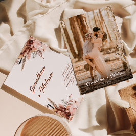 フローラパンパスラストテラコッタスクリプト結婚写真 招待状