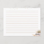 フローラパンパバラ金ゴールドブライダルシャワーレシピカード ポストカード (裏面)