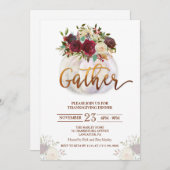 フローラパンプキンサンクスギビングディナー招待状 招待状 (正面/裏面)