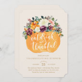 フローラパンプキンサンクスギビングディナー招待状 招待状 (正面/裏面)