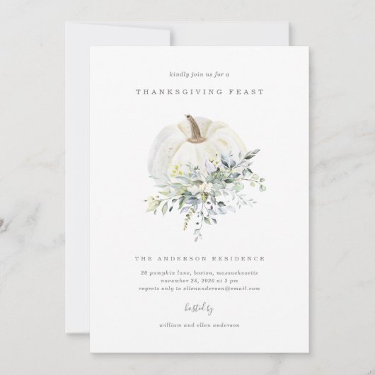 フローラパンプキンサンクスギビングディナー招待状 招待状 (正面)