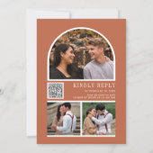 フローラパンプキンテラコッタQRコードネイビー結婚ズ 招待状 (裏面)