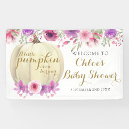 フローラパンプキンピンクガールベビーシャワーウェルカムバーン 横断幕
