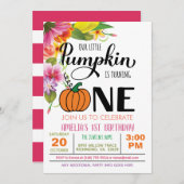 フローラパンプキンファースト誕生日招待状 – ガール 招待状 (正面/裏面)