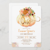 フローラパンプキンファースト誕生日招待状 招待状 (正面/裏面)