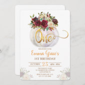 フローラパンプキンファースト誕生日招待状 招待状 (正面/裏面)