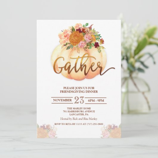 フローラパンプキンフレンドシビングディナー招待状 招待状 (スタンド正面)