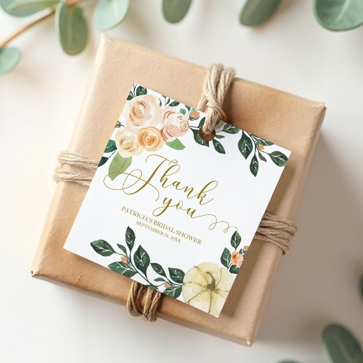 フローラパンプキン秋ブライダルシャワー優先メッセージカード フェイバータグ