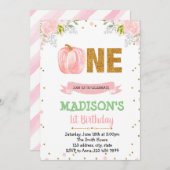 フローラパンプキン1歳の誕生日の招待 招待状 (正面/裏面)