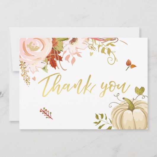 フローラパンプキ感謝していンユー素朴秋秋シャワー サンキューカード (正面)