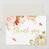フローラパンプキ感謝していンユー素朴秋秋シャワー サンキューカード (正面/裏面)