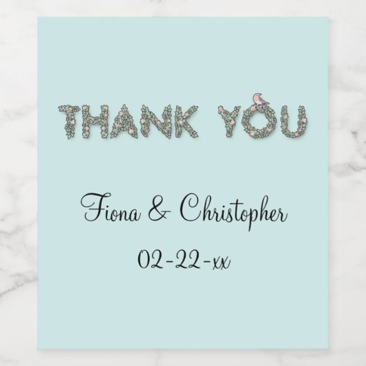 フローラパーソナライズされたありがとう ワインラベル (シングルラベル)