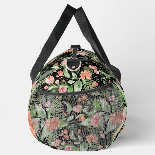 フローラパーソナライズされたおばあちゃんの母の日ブラック ダッフルバッグ (右)